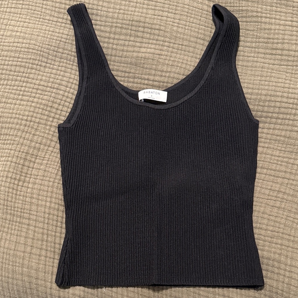 Aritzia Black Ribbed Knit Tank Top
